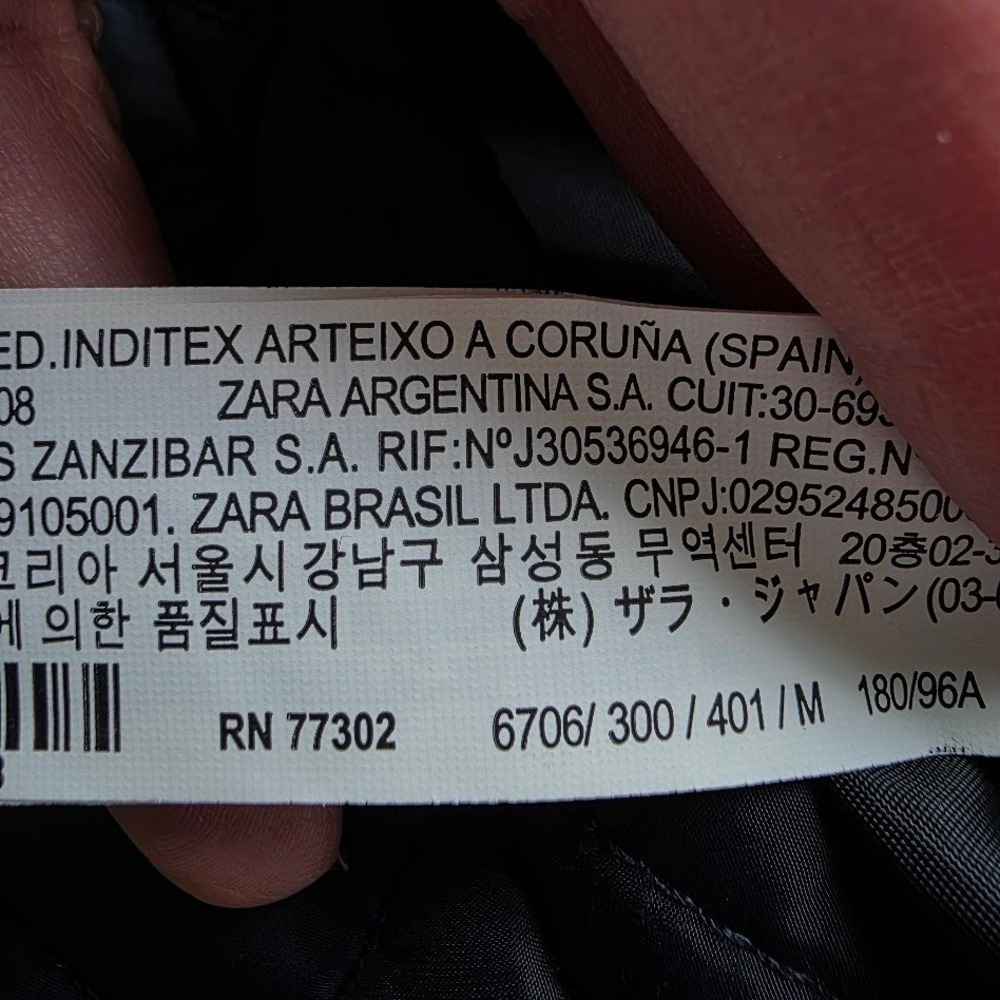 Zara Man Black Diamond Quilte Snap ButtonPackable Lightweight Jacket Mens Size M - Picture 5 of 6